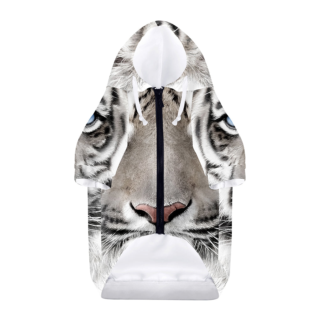 White Tiger Portrait Print Dog Zip Up Hoodie