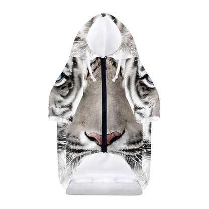 White Tiger Portrait Print Dog Zip Up Hoodie