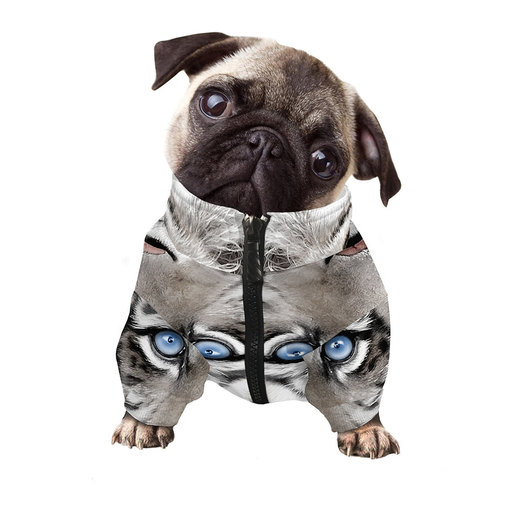 White Tiger Portrait Print Dog Zip Up Jacket