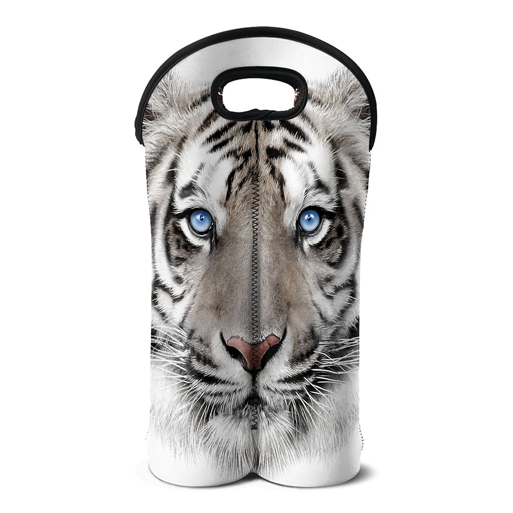 White Tiger Portrait Print Double Neoprene Wine Tote