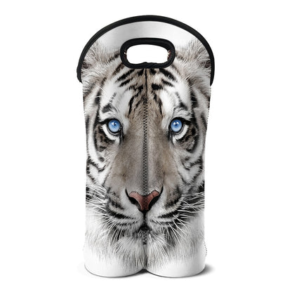 White Tiger Portrait Print Double Neoprene Wine Tote