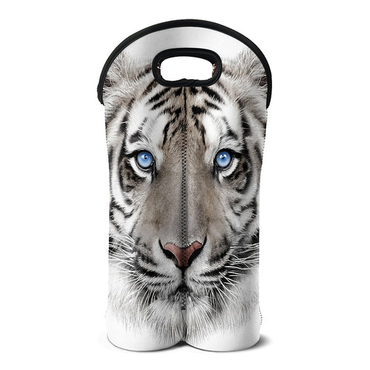 White Tiger Portrait Print Double Neoprene Wine Tote