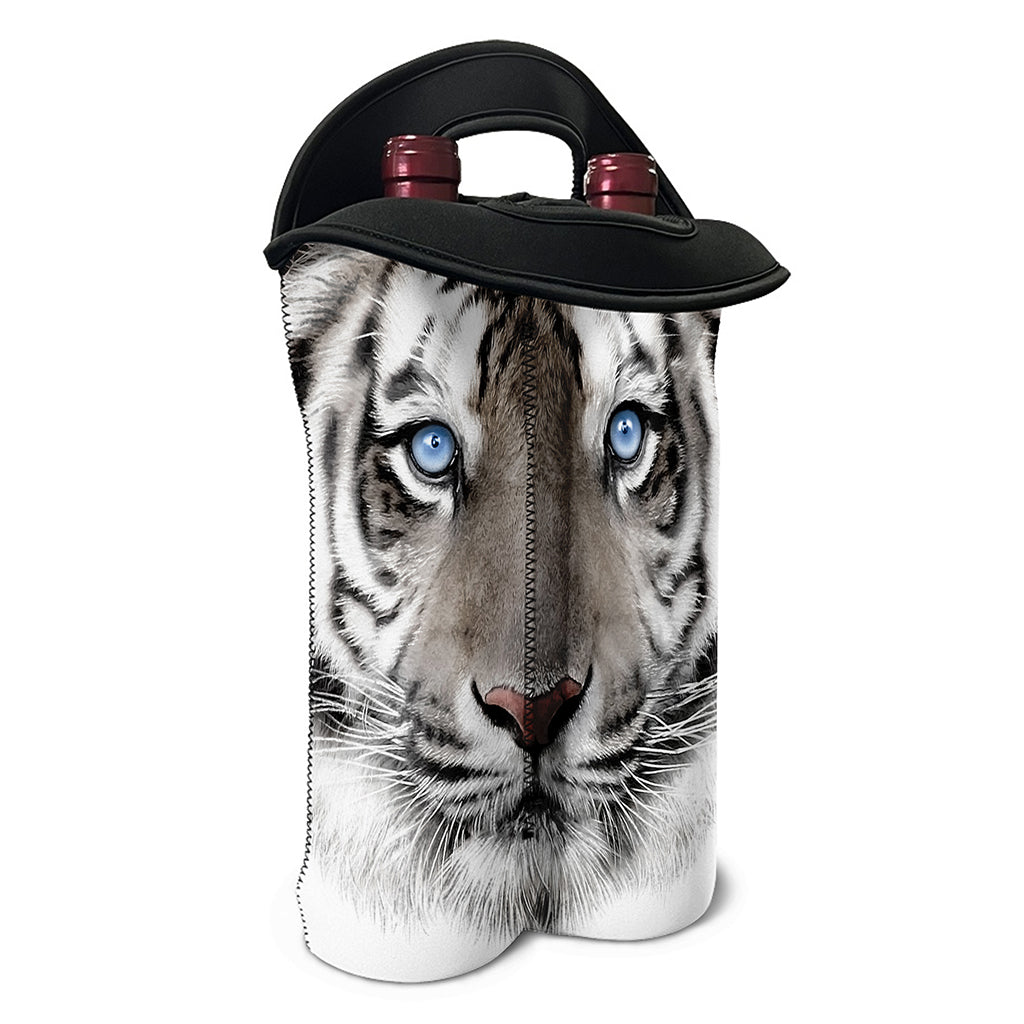 White Tiger Portrait Print Double Neoprene Wine Tote