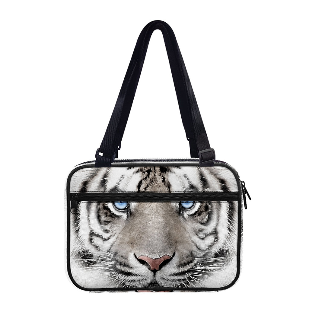White Tiger Portrait Print Double Strap Bible Bag