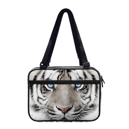 White Tiger Portrait Print Double Strap Bible Bag