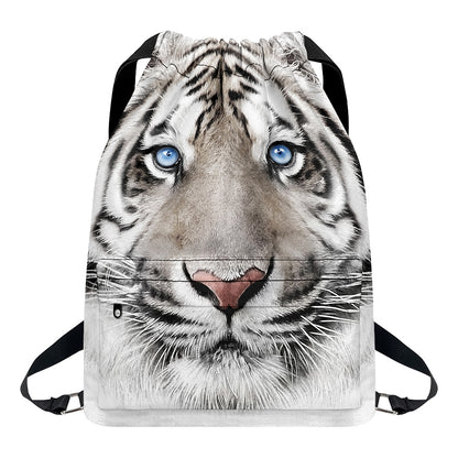 White Tiger Portrait Print Drawstring Backpack