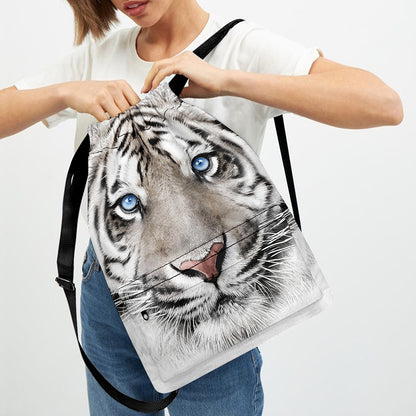 White Tiger Portrait Print Drawstring Backpack