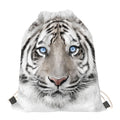 White Tiger Portrait Print Drawstring Bag