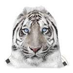 White Tiger Portrait Print Drawstring Bag