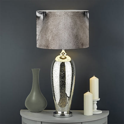 White Tiger Portrait Print Drum Lamp Shade