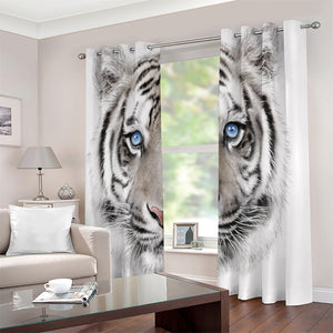 White Tiger Portrait Print Extra Wide Grommet Curtains
