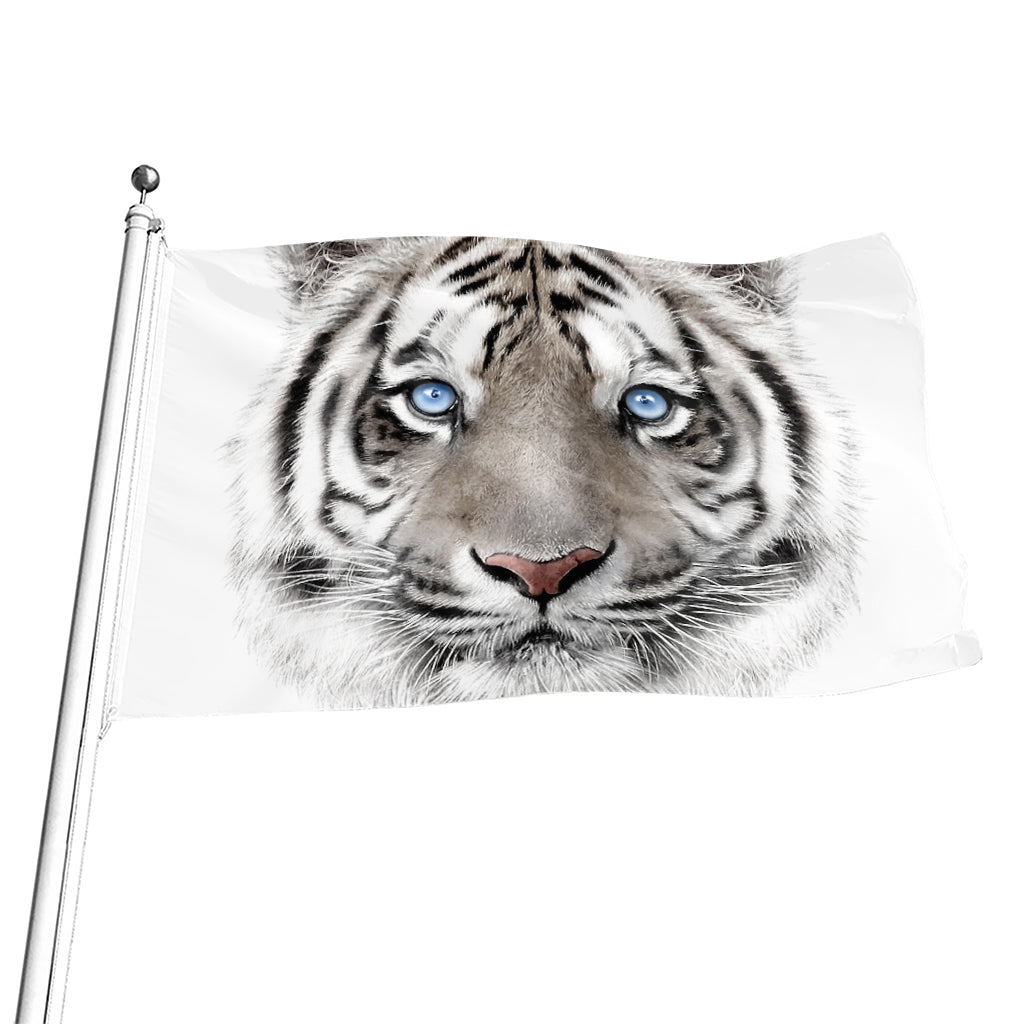 White Tiger Portrait Print Flag