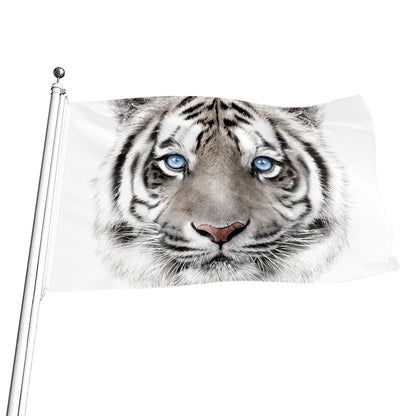 White Tiger Portrait Print Flag