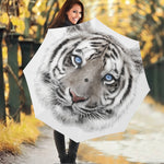 White Tiger Portrait Print Foldable Umbrella