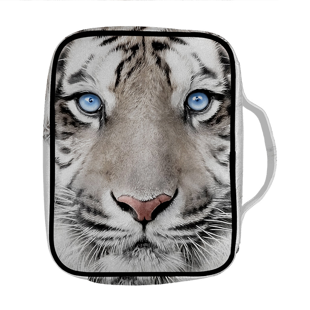 White Tiger Portrait Print Front Pocket Bible Bag