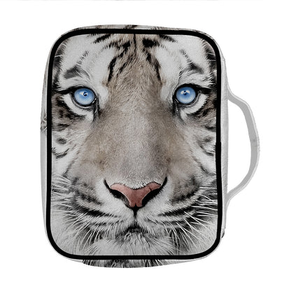White Tiger Portrait Print Front Pocket Bible Bag
