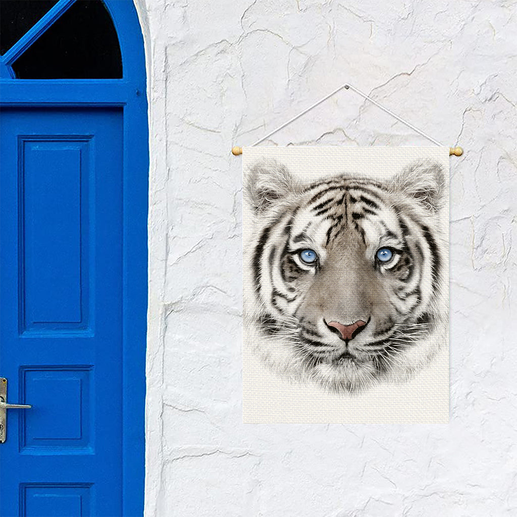 White Tiger Portrait Print Garden Flag