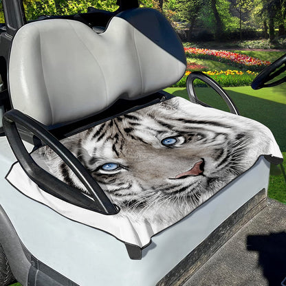 White Tiger Portrait Print Golf Cart Seat Cover