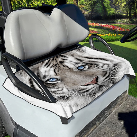 White Tiger Portrait Print Golf Cart Seat Cover