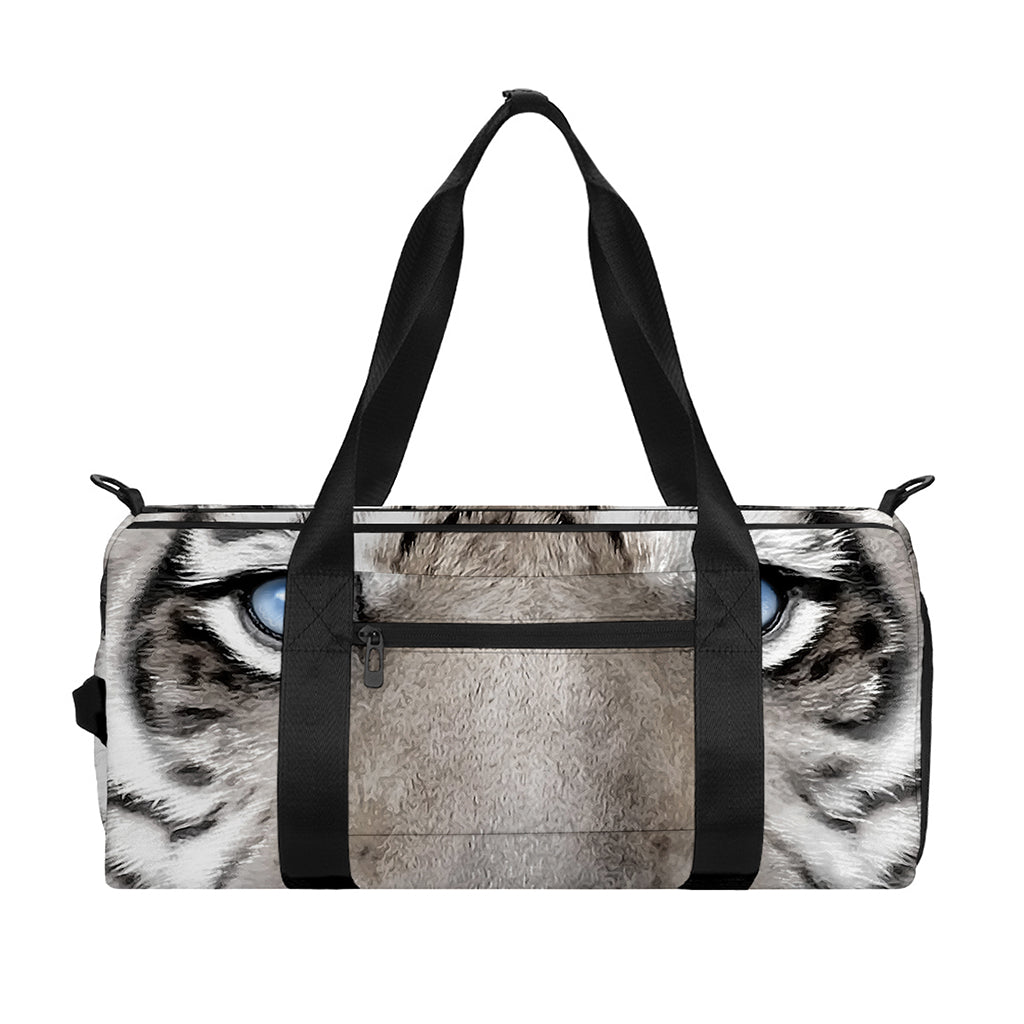 White Tiger Portrait Print Gym Bag
