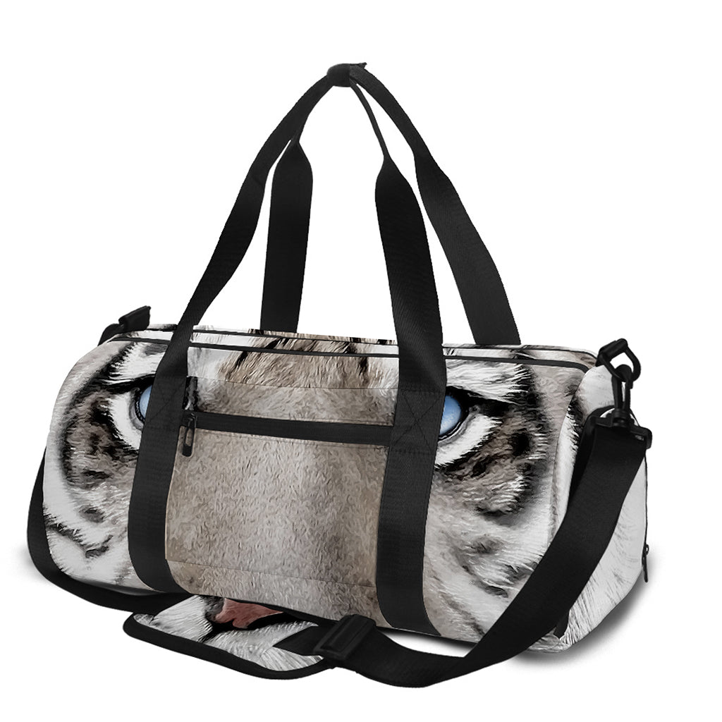 White Tiger Portrait Print Gym Bag