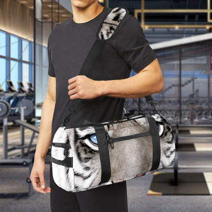 White Tiger Portrait Print Gym Bag