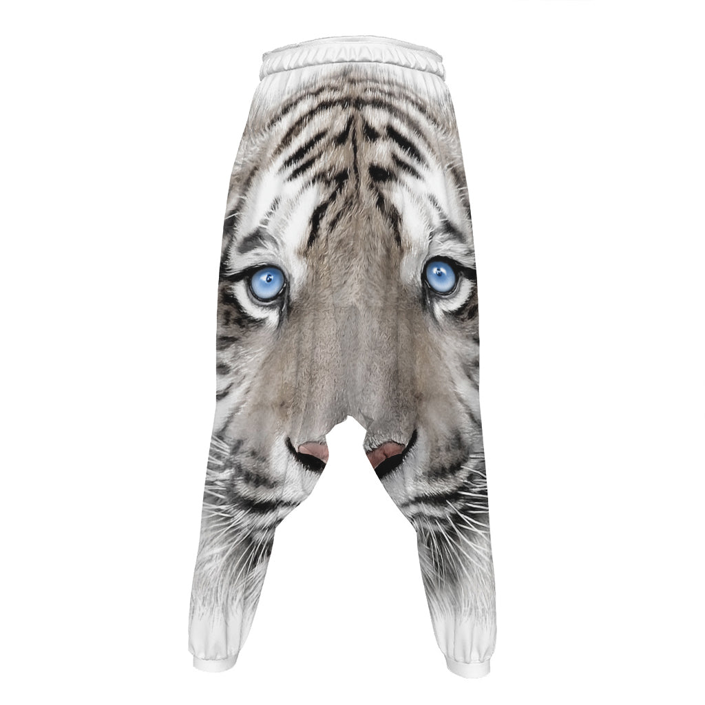 White Tiger Portrait Print Hammer Pants