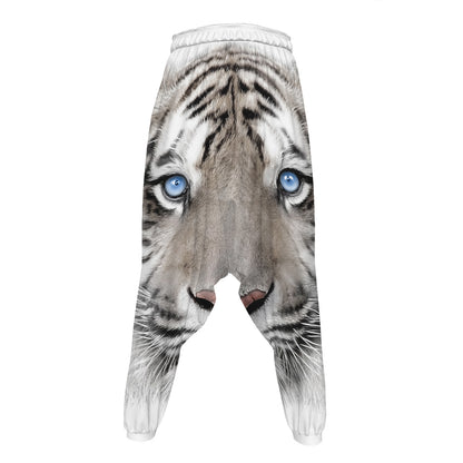 White Tiger Portrait Print Hammer Pants