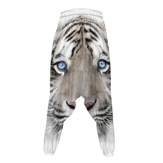 White Tiger Portrait Print Hammer Pants