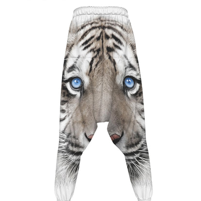 White Tiger Portrait Print Hammer Pants