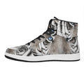 White Tiger Portrait Print High Top Leather Sneakers