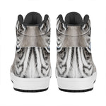 White Tiger Portrait Print High Top Leather Sneakers