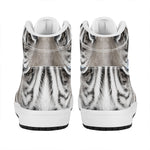 White Tiger Portrait Print High Top Leather Sneakers