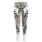 White Tiger Portrait Print High-Waisted Pocket Leggings