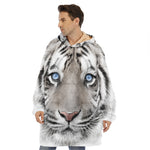 White Tiger Portrait Print Hoodie Blanket