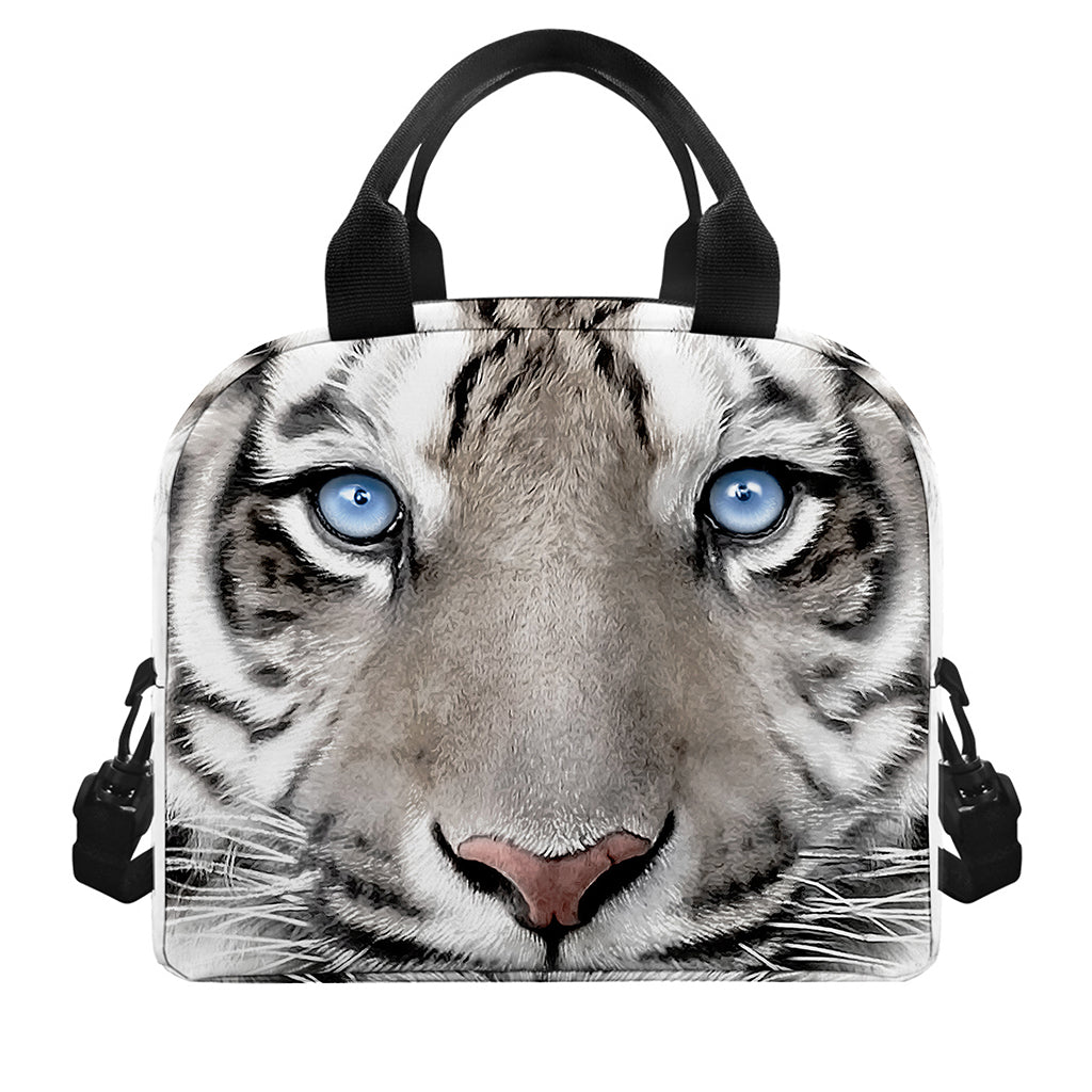 White Tiger Portrait Print Insulated Lunch Bag