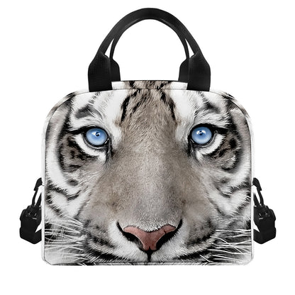 White Tiger Portrait Print Insulated Lunch Bag