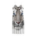 White Tiger Portrait Print Jersey Midi Cami Dress