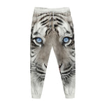 White Tiger Portrait Print Jogger Pants