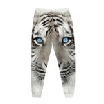 White Tiger Portrait Print Jogger Pants