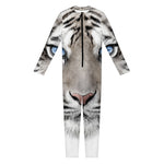 White Tiger Portrait Print Jumpsuit