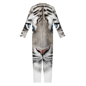 White Tiger Portrait Print Jumpsuit