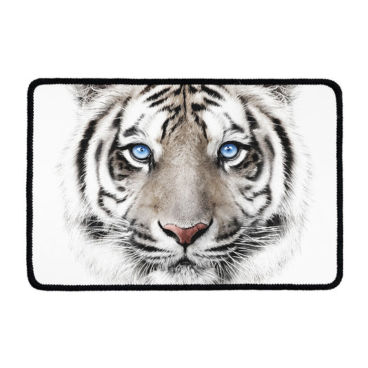 White Tiger Portrait Print Kitchen Mat