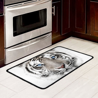 White Tiger Portrait Print Kitchen Mat
