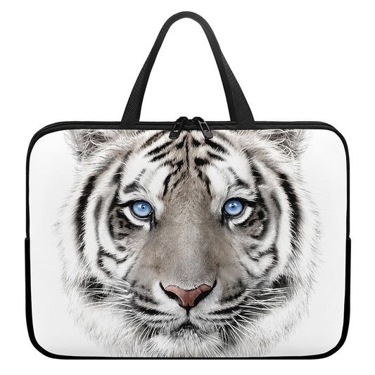 White Tiger Portrait Print Laptop Sleeve With Handle