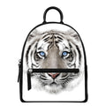 White Tiger Portrait Print Leather Backpack