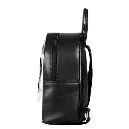 White Tiger Portrait Print Leather Backpack