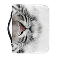 White Tiger Portrait Print Leather Bible Cover