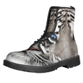 White Tiger Portrait Print Lace-Up Boots