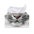 White Tiger Portrait Print Leather Tissue Box Cover